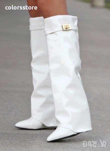 Ботуши на платформа - бял лак - K-40, снимка 1