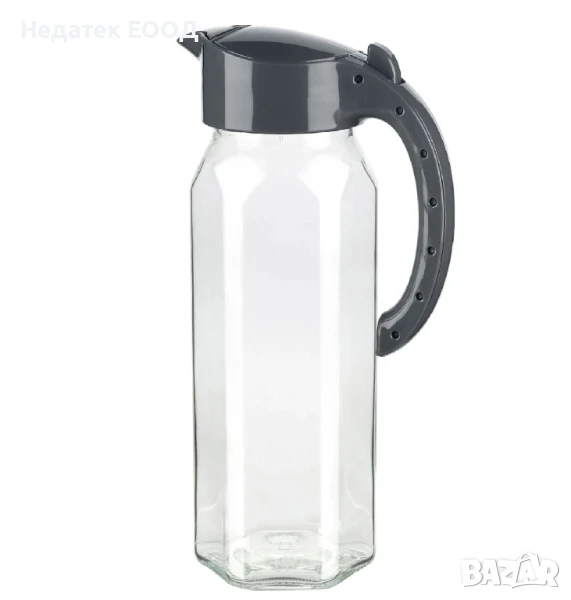 Стъклена кана с капак,  1,5 л., снимка 1