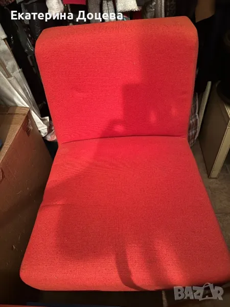 Червен текстилен фотьойл на колелца, снимка 1