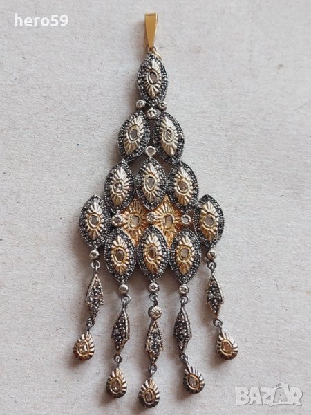 Дамско златно колие(медальон) с диаманти-злато,сребро , снимка 1