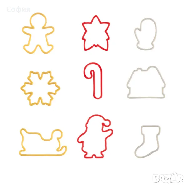 Комплект форми за сладки 9 броя, коледни, снимка 1