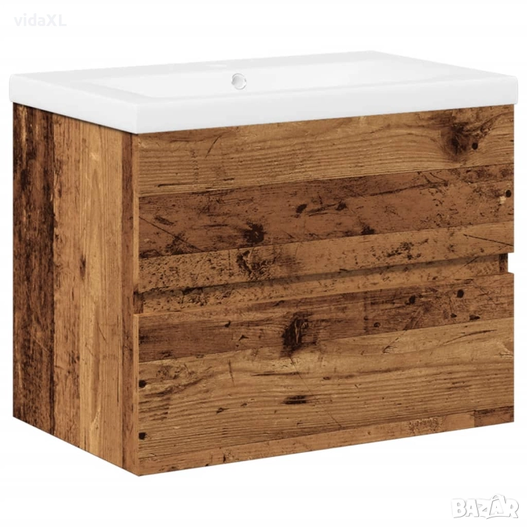 vidaXL шкаф за мивка с вграден басейн Старо дърво(SKU:3328921), снимка 1