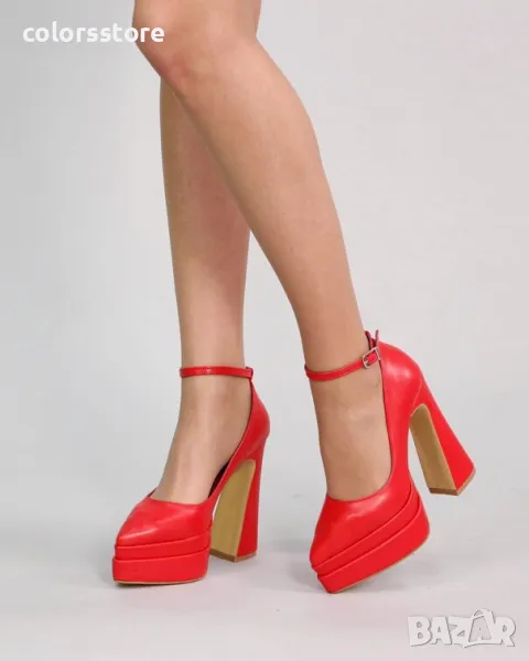 Обувки на ток - червена кожа - VT2, снимка 1
