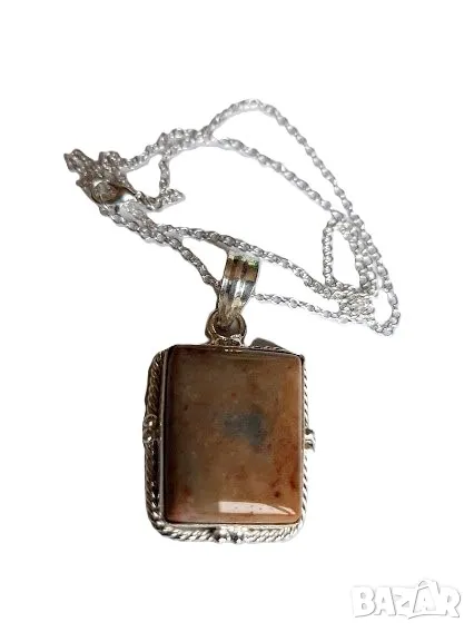 Колие с естествен яспис, медальон, висулка, снимка 1