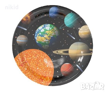 Космос Планети 6 бр парти чинии чинийки, снимка 1