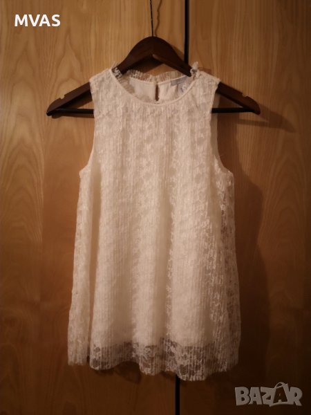 Нов - 55% H&M официален топ екрю с дантела и подплата XS-S , снимка 1