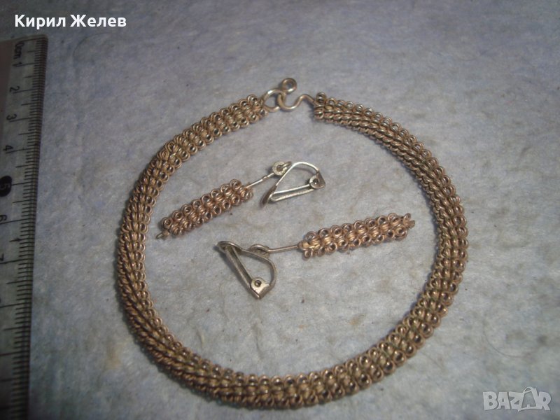 ПОСРЕБРЕНИ МЕДНИ КЛИПС ОБЕЦИ и ГРИВНА АР НУВО СТИЛ РЪЧНА МАЙСТОРСКА ИЗРАБОТКА 30150, снимка 1