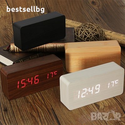 Постоянно светещ електронен часовник с дигитален термометър за стая, снимка 1