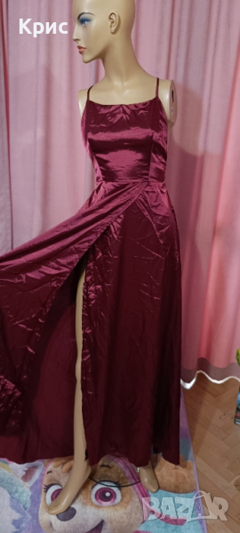 Сатенена рокля с гол гръб, размер L, снимка 1