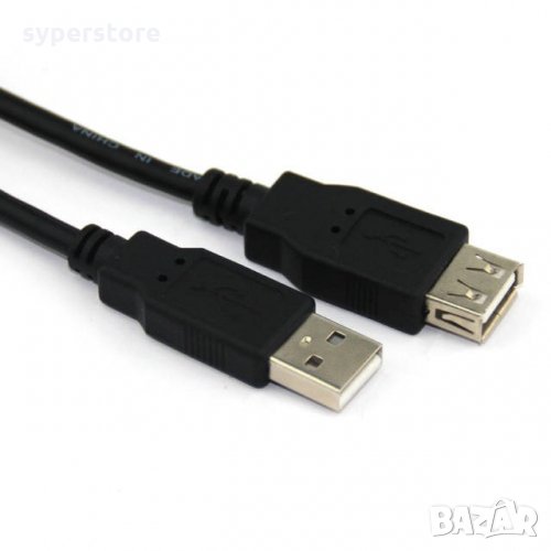 Кабел USB2.0 Мъжко към Женско 1.8m 2.0V Черен VCom SS001275 Cable USB - USB M/F, снимка 1