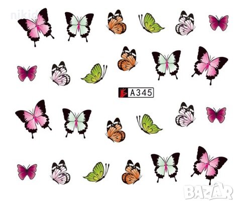 A345 пеперуди татос ваденки водни стикери маникюр, снимка 1