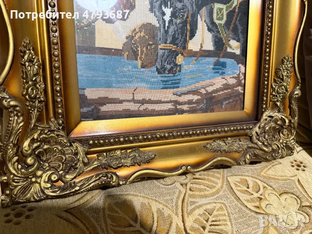 Гоблен коне на водопой, снимка 6 - Гоблени - 55982892