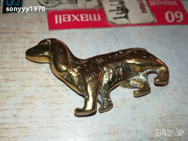 ЗАЯВЕНО-КУЧЕ-МЕД/МЕСИНГ 7х5х2см-МАСИВНА ФИГУРА ОТ АНГЛИЯ 1907252017, снимка 4 - Антикварни и старинни предмети - 51076091