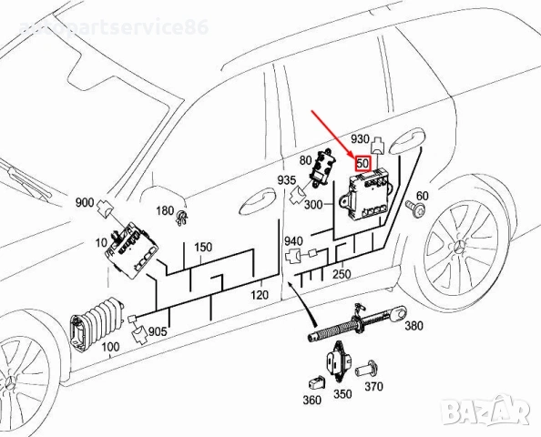 Блок за управление на врата за задна дясна врата за Mercedes W212 2.2 CDI (2012) A2129004414