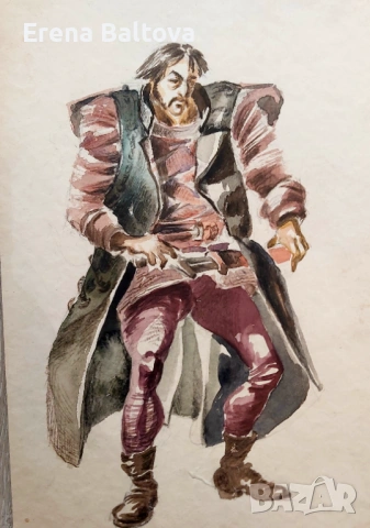 🍀Скици  театрални костюми   акварел, снимка 4 - Картини - 53912300