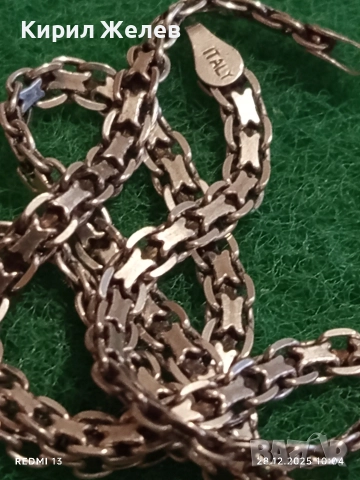 Сребърен ланец плетка тип КУБИНСКА ПЛЕТКА майсторска ръчна изработка Italy 40077, снимка 8 - Колиета, медальони, синджири - 52917553