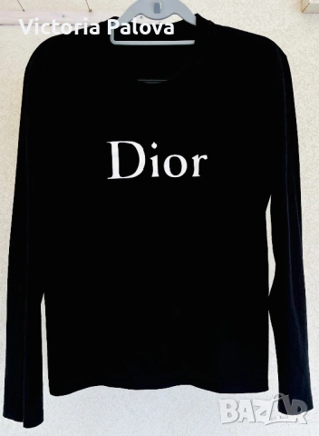 Черна блуза Dior стил, плътен памук, отлична изработка, унисекс