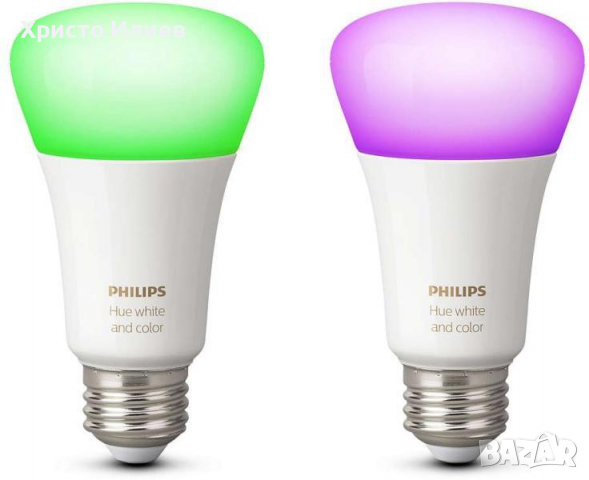 Philips Hue Стартов Комплект 2 LED Крушки RGB E27 9W Bridge Рутер, снимка 2 - Крушки - 36434570
