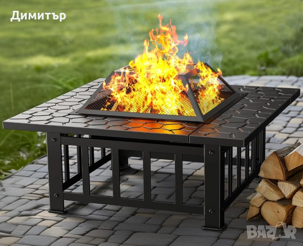 Барбекю 3в1 маса Fire Pit BBQ, ледарка, огнище за външна тераса скара, снимка 2 - Скари - 54266730