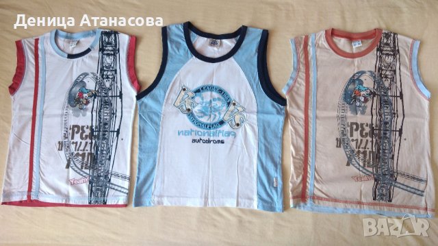 Тениски, потници, бански, къси панталони, халат, ризка с папийонка, шапка Спайдърмен размер 122/128, снимка 3 - Детски тениски и потници - 36740066