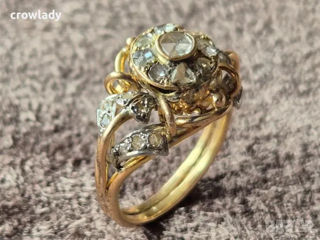 18 карата ЗЛАТЕН с диаманти КРАСИВ ЕЛЕГАНТЕН СТИЛЕН ПРЪСТЕН злато, снимка 2 - Пръстени - 47546941