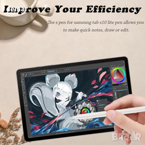 Стилус за Galaxy Tab S10 Lite с 5 резервни върхове, бежов, снимка 5 - Друга електроника - 54108694