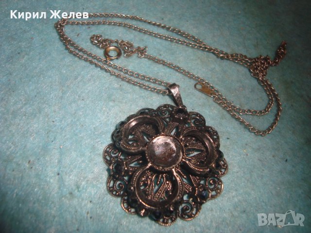 СТАР СРЕБРИСТ АРТ ДЕКО СТИЛ ФИЛИГРАНЕН ТИП МЕДАЛЬОН с ТЪНКА ПОСРЕБРЕНА ВЕРИЖКА 11892, снимка 5 - Колиета, медальони, синджири - 35273884