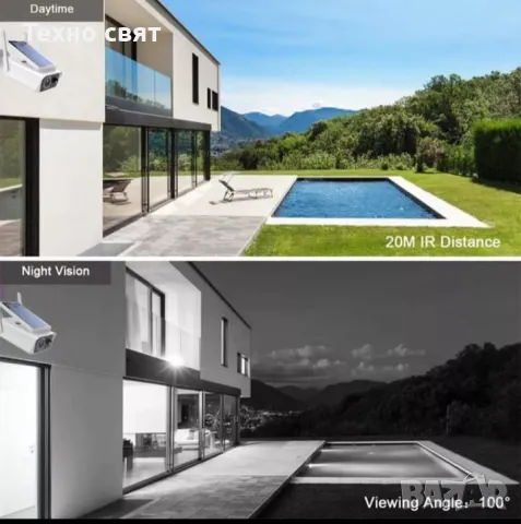 СОЛАРНА КАМЕРА WIFI IP66 безжична външен монтаж, снимка 4 - HD камери - 47708102