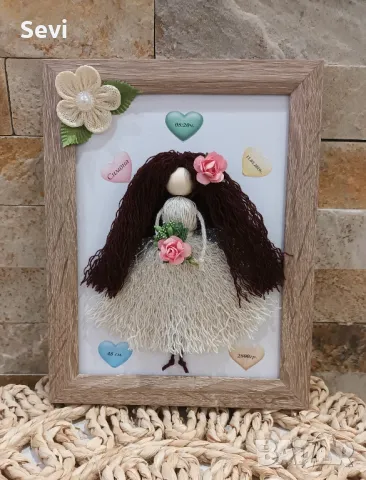 Кукла макраме в рамка-персонализирана!, снимка 3 - Кукли - 49691362