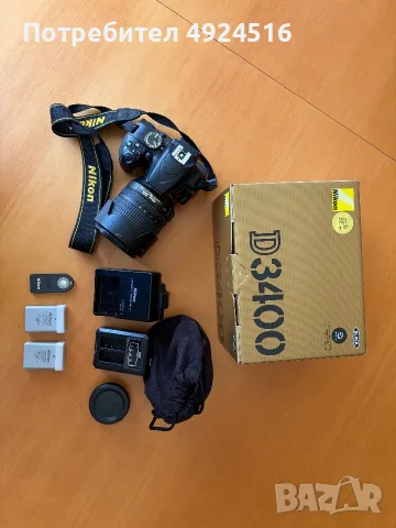 Nikon D3400 + Nikkor 18-105mm VR – като нов, пълен комплект с аксесоари