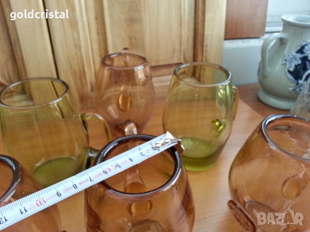 Стъклени чаши халби цветно стъкло, снимка 6 - Антикварни и старинни предмети - 36989694