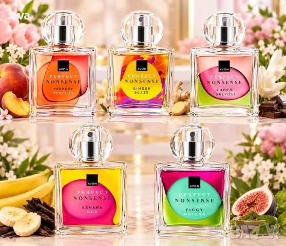 AVON - Perfect Nonsense - Banana Oud, Figgy Matcha, Choco Tuberose, Peppery Peaches, Ginger Blaze