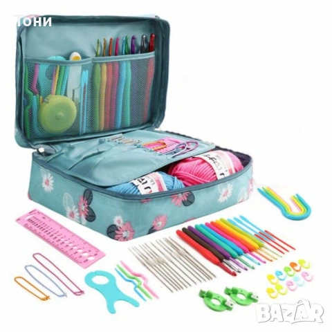 Комплект аксесоари за плетене, 58 части, алуминиеви куки – Пълен сет за начинаещи и напреднали, снимка 12 - Други - 54140137