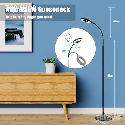 LED подова лампа с регулируем цвят и дистанционно управление със сензорен димер, снимка 12 - Лампиони - 48547769