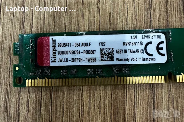 Kingston ValueRAM KVR16N11/8 - Рам памет за компютър 8GB 1600MHz DDR3, снимка 3 - RAM памет - 48453625