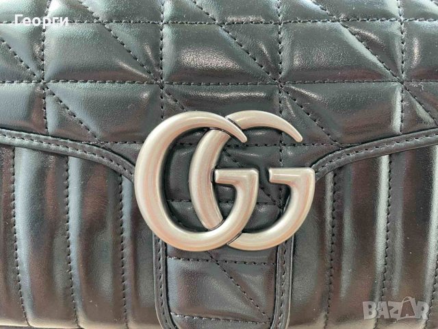 Оригинална Гучи Черна Кожена чанта Gucci Marmont Дръжка И Синджирv GG, снимка 4 - Чанти - 42158336