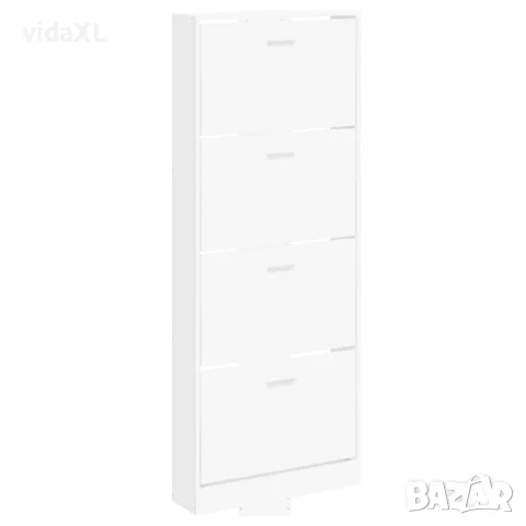 vidaXL Шкаф за обувки, бял, 59x17x150 см, инженерно дърво