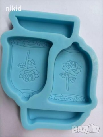 Роза под буркан от Красавицата и Звяра силиконов молд форма фондан шоколад смола гипс 