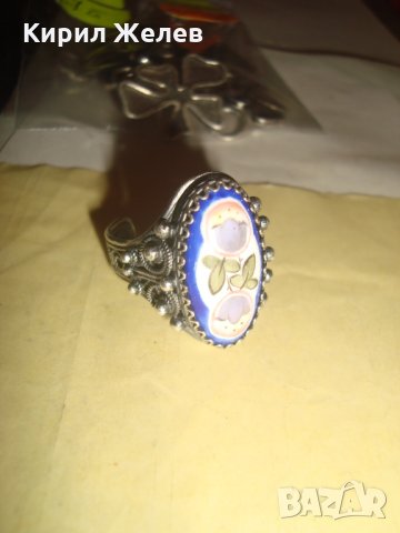 СТАРИНЕН СРЕБЪРЕН ПРЪСТЕН ФИЛИГРАННО СРЕБРО с ГРАНУЛАЦИЯ и РЪЧНО РИСУВАН ПОРЦЕЛАН БИЖУ УНИКАТ 25119, снимка 16 - Антикварни и старинни предмети - 34883896