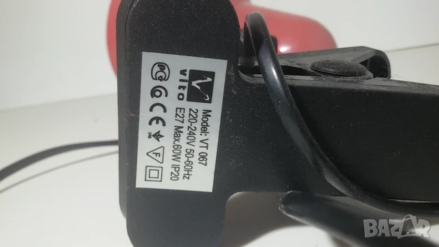 Червена настолна лампа с щипка за бюро/маса, снимка 7 - Настолни лампи - 51316814