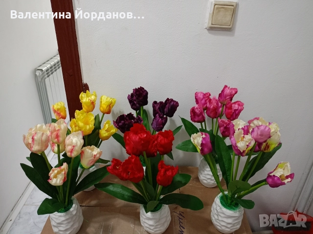 декорация с изкуствени цветя в керамична кашпа , снимка 4 - Декорация за дома - 52905756