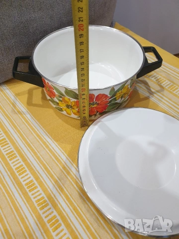 Старо производство емайлирана тенджера, снимка 5 - Съдове за готвене - 54138281