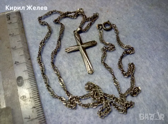 СТАР ОРНАМЕНТИРАН СРЕБЪРЕН КРЪСТ СРЕБРО 835 N с СРЕБЪРНА ВЕРИЖКА СРЕБРО 900 МАЙСТОРСКА РАБОТА 50113, снимка 12 - Антикварни и старинни предмети - 49913117