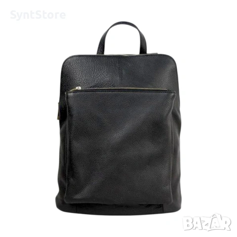 Стилна дамска раница от естествена кожа – черна, многофункционална, снимка 2 - Раници - 53048282