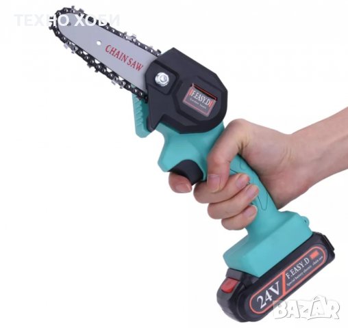 Акомулаторен верижен трион за клони и дърва 24V, 5Ah мини трион, литиевойонни батерии, снимка 12 - Градински инструменти - 38568286