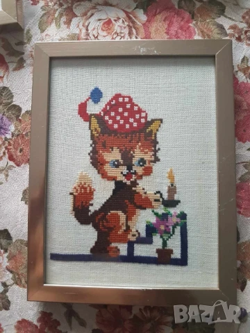 Комплект 3 гоблена с котки* Обща цена 50 лева, снимка 2 - Гоблени - 51046892