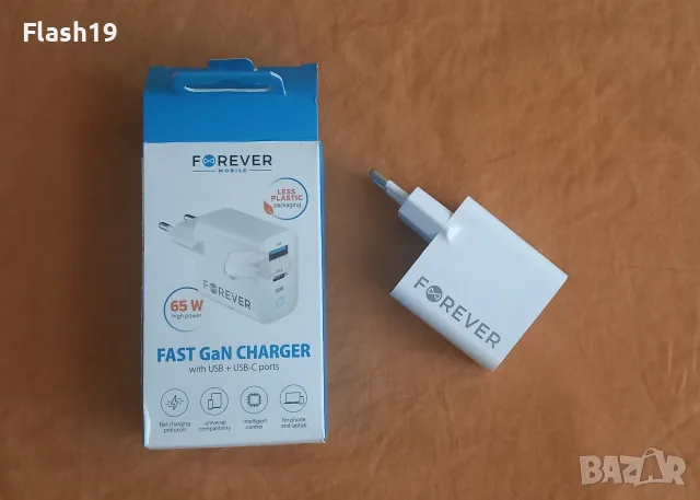 ⭐ Зарядно Forever 65W (USB + USB-C) (виж описанието)