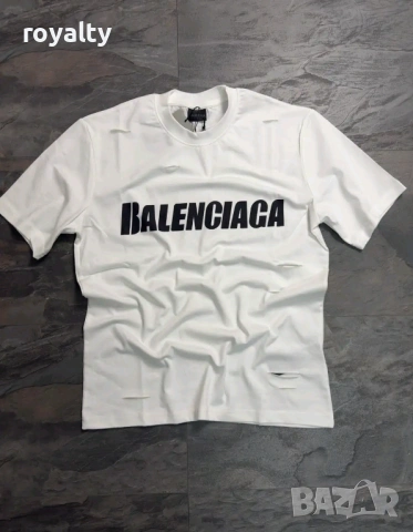 Balencaga Нова Бяла Мъжка Тениска 
