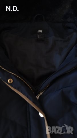 Дамско тъмносиньо яке H&M с подвижна качулка, размер 36, снимка 5 - Якета - 39126808