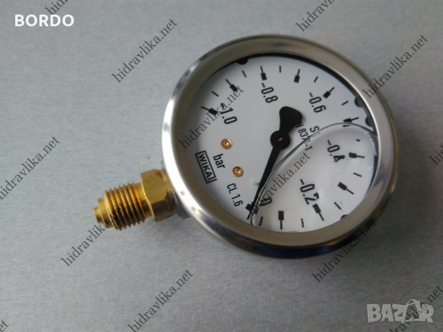 Вакуум метър с глицерин WIKA - Ф63/-1-0 bar.(радиален), снимка 2 - Резервни части за машини - 30973524